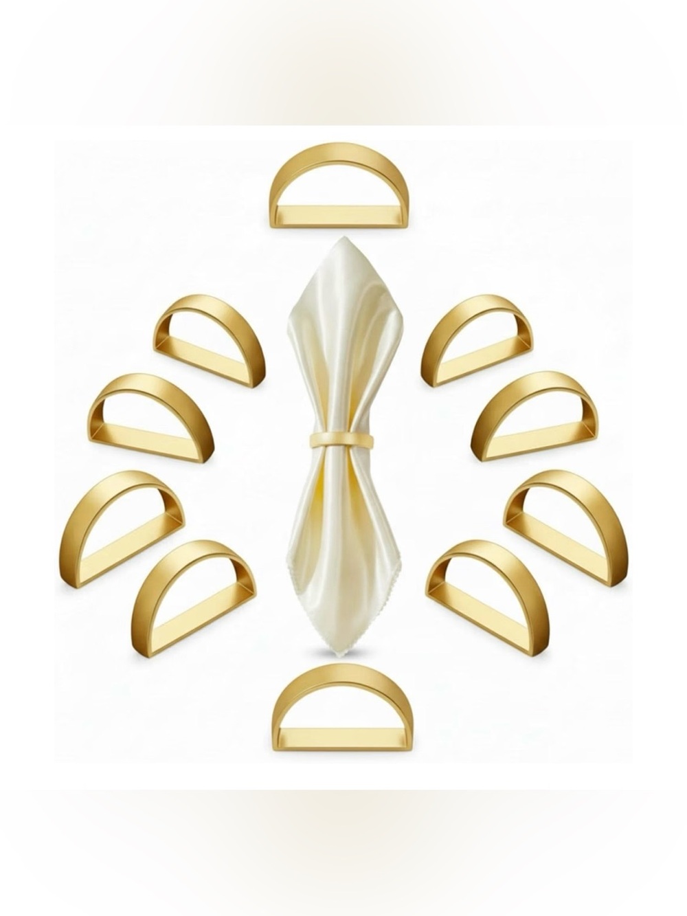 20 Piece Matte Gold Napkin Rings Set Elegant Semicircle Holiday Table Decor NWT🎄